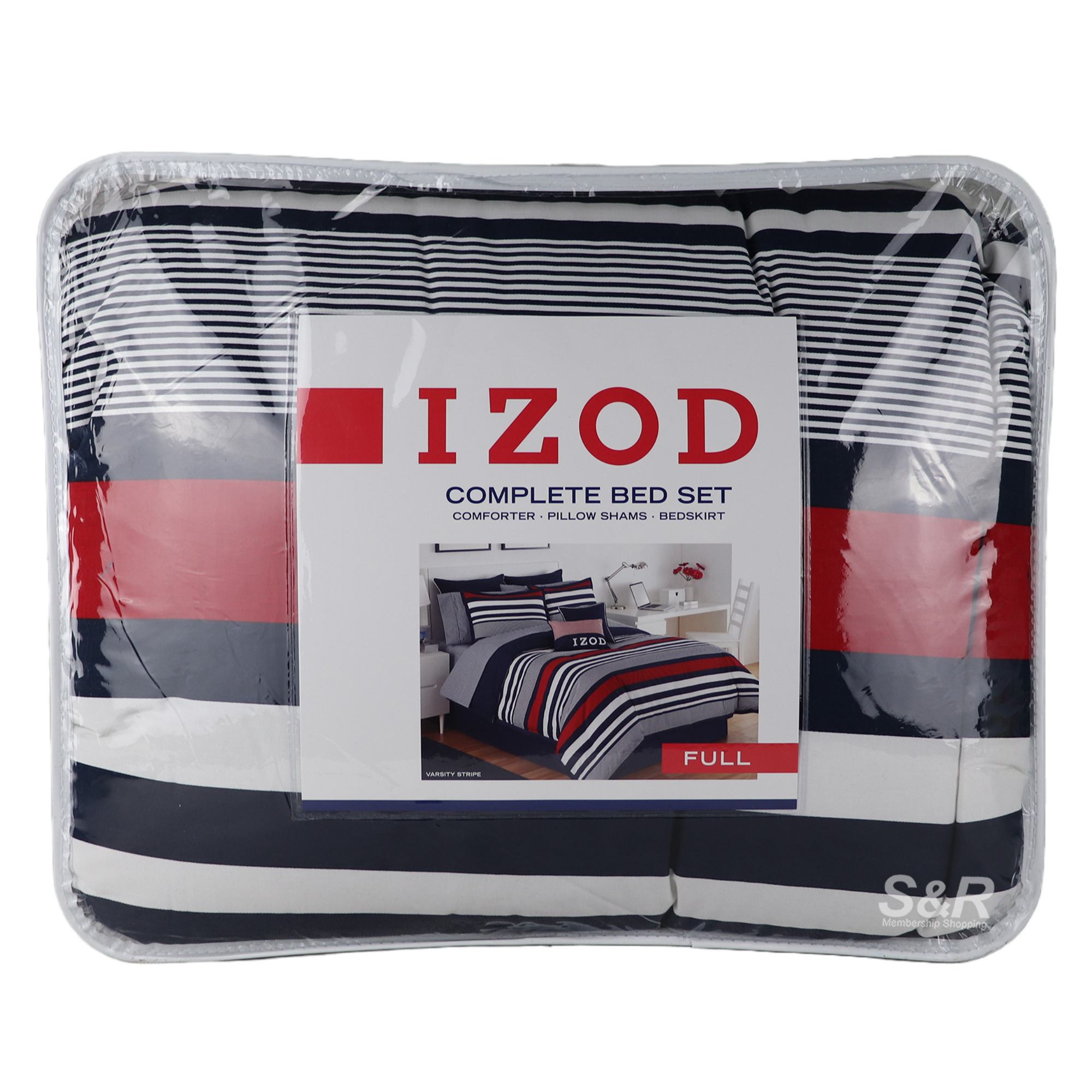 IZOD Varsity Stripe Full Complete Bed Set 4pcs IZOD Varsity Stripe Full Complete Bed Set 4pcs